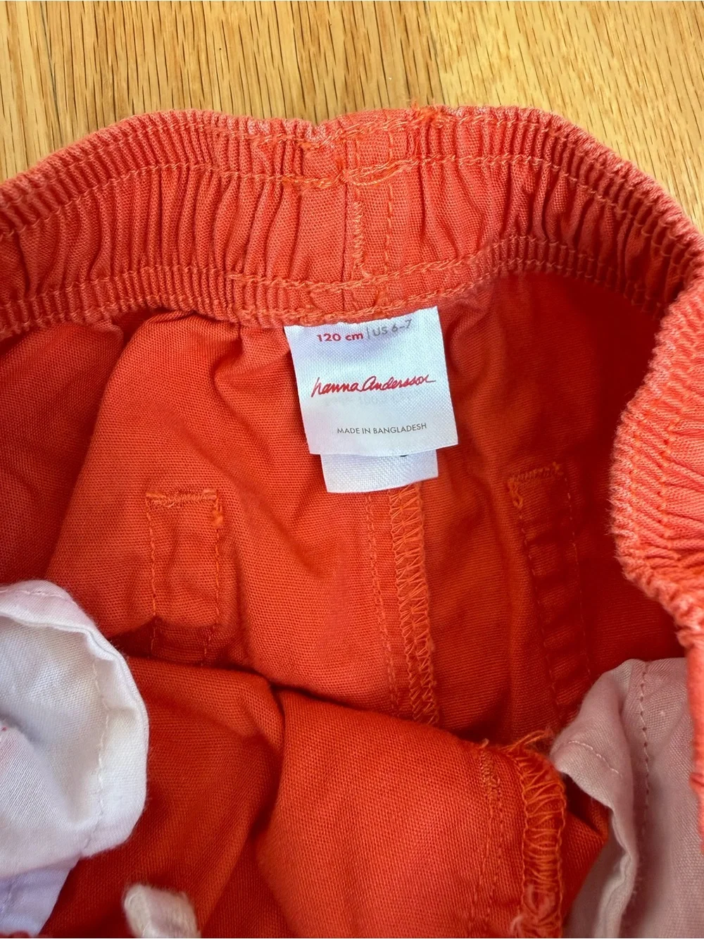Hanna Andersson Orange Pull-On Drawstring Pants Elastic Waist Size 6-7 or 120 cm